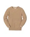 Hope & Henry Kids' Organic Long Sleeve Crewneck Sweater With Buttons In Brown