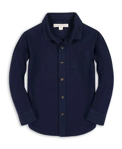 Hope & Henry Boys' Organic Long Sleeve Flannel Shirt - Little Kid In Blue