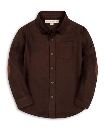 Hope & Henry Boys' Organic Long Sleeve Flannel Shirt - Little Kid In Brown