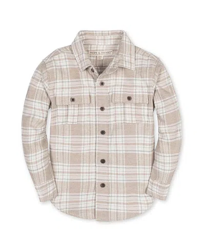Hope & Henry Boys' Organic Long Sleeve Flannel Shirt With Double Flap Pockets - Little Kid In Neutral