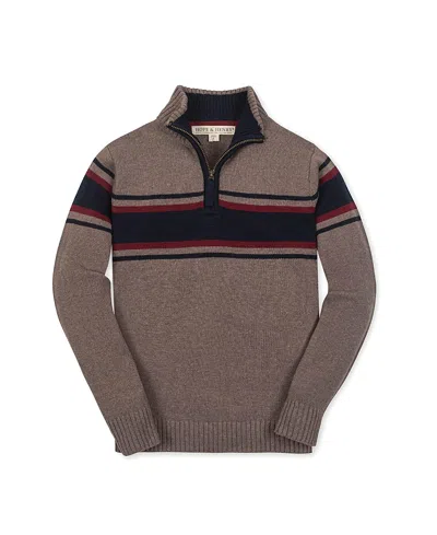HOPE & HENRY BOYS' ORGANIC LONG SLEEVE HALF ZIP SWEATER WITH ENGINEERED STRIPE - LITTLE KID, BIG KID