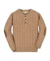 Hope & Henry Kids' Organic Long Sleeve Henley Pullover Sweater With Elbow Patches In Brown