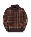Hope & Henry Kids' Organic Long Sleeve Intarsia Shawl Collar Sweater With Elbow Patches In Brown