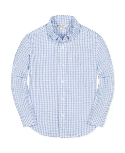 Hope & Henry Boys' Organic Long Sleeve Seersucker Button Down Shirt - Baby In Blue