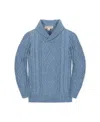 Hope & Henry Kids' Organic Long Sleeve Shawl Collar Cable Sweater In Blue