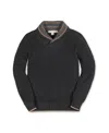 Hope & Henry Kids' Organic Long Sleeve Shawl Collar Sweater With Intarsia Detail In Brown