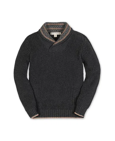 HOPE & HENRY BOYS' ORGANIC LONG SLEEVE SHAWL COLLAR SWEATER WITH INTARSIA DETAIL - LITTLE KID, BIG KID
