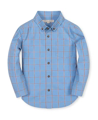 Hope & Henry Boys' Organic Long Sleeve Stretch Poplin Shirt - Little Kid, Big Kid In Blue