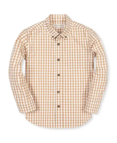 Hope & Henry Boys' Organic Long Sleeve Stretch Poplin Shirt - Little Kid, Big Kid In Neutral