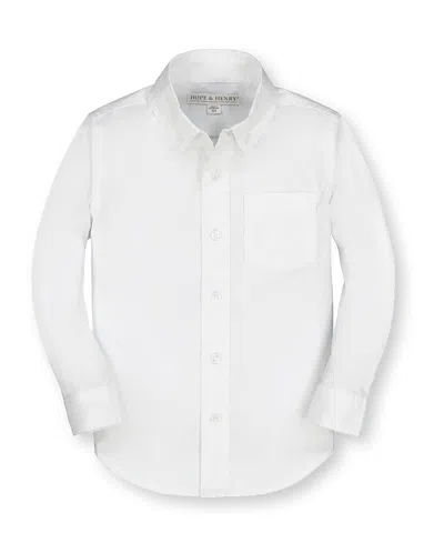 Hope & Henry Boys' Organic Long Sleeve Stretch Poplin Shirt - Little Kid, Big Kid In White