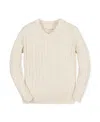 Hope & Henry Kids' Organic Long Sleeve V-neck Cable Sweater In Neutral