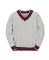 Hope & Henry Kids' Organic Long Sleeve V-neck Cricket Sweater In Gray