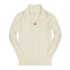 Hope & Henry Boys' Organic Mock Neck Cable Sweater, Kids In Chunky Ivory Cable