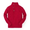Hope & Henry Boys' Organic Mock Neck Cable Sweater, Kids In Red