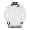Hope & Henry Boys' Organic Mock Neck Cable Sweater, Kids In Soft White Cable Tipping