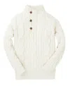 Hope & Henry Boys' Organic Mock Neck Cable Sweater With Buttons - Baby In White