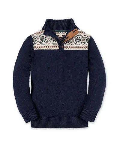 Hope & Henry Boys' Organic Mock Neck Intarsia Sweater - Little Kid, Big Kid In Blue