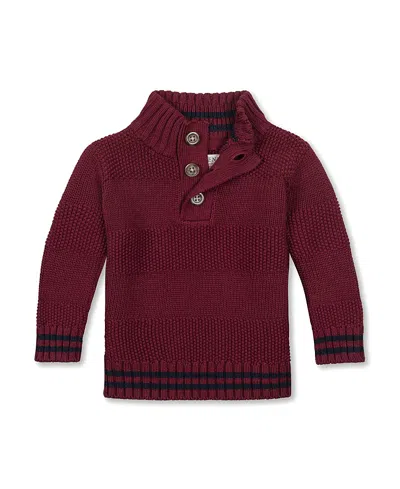 Hope & Henry Boys' Organic Mock Neck Stripe Sweater - Baby In Burgundy