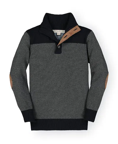 Hope & Henry Boys' Organic Mock Neck Sweater With Elbow Patches - Little Kid, Big Kid In Multi