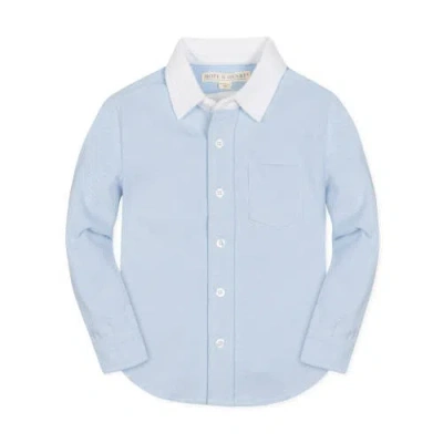Hope & Henry Boys' Organic Pique Button Down Shirt, Kids In Light Blue With White Collar