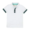 Hope & Henry Boys' Organic Pique Polo, Kids In White With Navy And Green