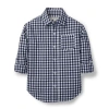 Hope & Henry Baby Boys' Poplin Button Down Shirt, Infant In Navy Gingham