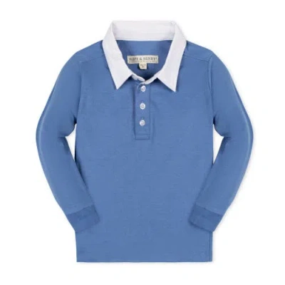 Hope & Henry Boys' Organic Rugby Shirt, Kids In Coastal Blue