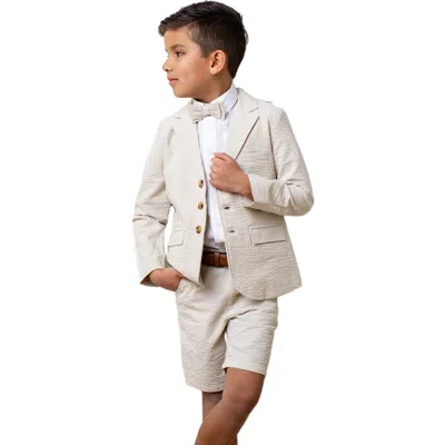 Hope & Henry Boys' Organic Seersucker Short, Kids In Tonal Tan Seersucker