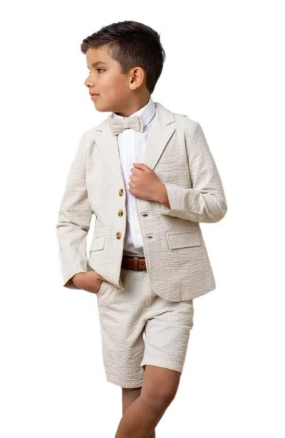 Hope & Henry Babies'  Boys' Organic Seersucker Short, Toddler In Tonal Tan Seersucker