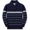 Hope & Henry Boys' Shawl Collar Sweater, Kids In Navy Stripe