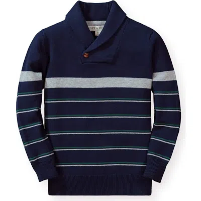 Hope & Henry Boys' Shawl Collar Sweater, Kids In Navy Stripe