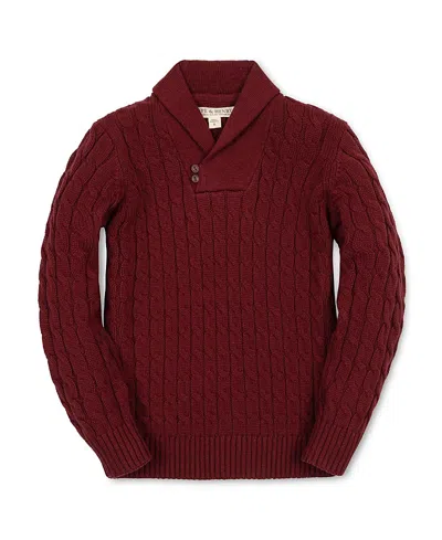 Hope & Henry Boys' Organic Shawl Collar Cable Sweater With Elbow Patches - Little Kid In Multi