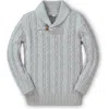 Hope & Henry Boys' Organic Shawl Collar Cable Sweater, Kids In Gray Heather
