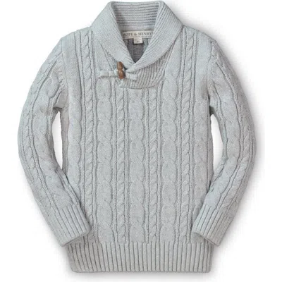 Hope & Henry Boys' Organic Shawl Collar Cable Sweater, Kids In Gray Heather