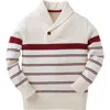 Hope & Henry Boys' Shawl Collar Sweater, Kids In Ivory Stripe