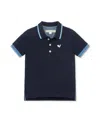 Hope & Henry Boys' Organic Short Sleeve Knit Pique Polo Shirt - Big Kid In Blue