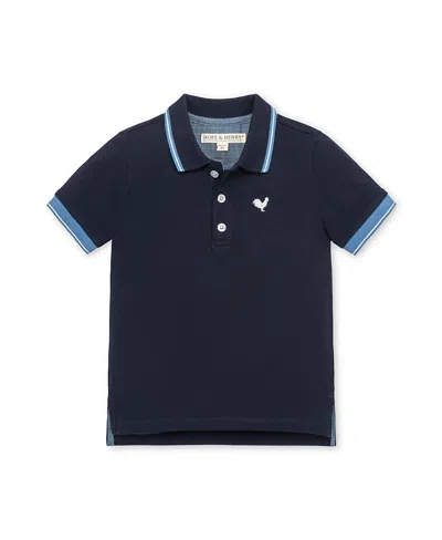 Hope & Henry Boys' Organic Short Sleeve Knit Pique Polo Shirt - Big Kid In Blue