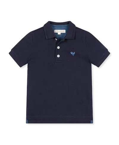 Hope & Henry Boys' Organic Short Sleeve Knit Pique Polo Shirt - Big Kid In Blue