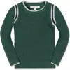 Hope & Henry Boys' Organic Sporty Crew Neck Sweater, Kids In Collegiate Green