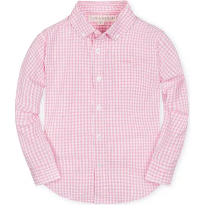 Hope & Henry Boys' Organic Stretch Poplin Shirt, Kids In Classic Pink Gingham