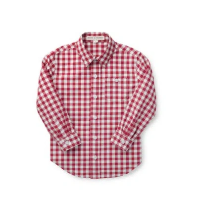 Hope & Henry Boys' Poplin Button Down Shirt, Kids In Red Gingham