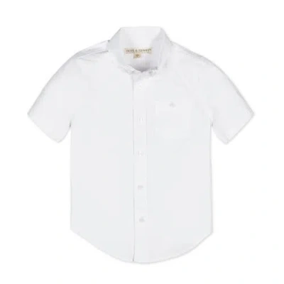 Hope & Henry Boys' Organic Stretch Poplin Short Sleeve Shirt, Kids In White Short Sleeve