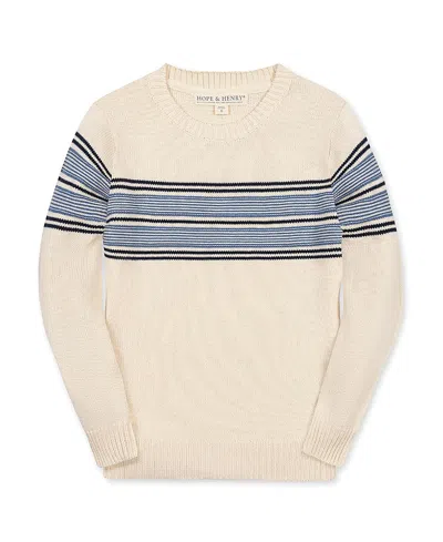 Hope & Henry Boys' Organic Striped Crew Neck Pullover Sweater - Little Kid, Big Kid In Neutral
