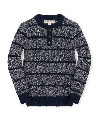 Hope & Henry Boys' Organic Sweater Henley With Elbow Patches - Little Kid, Big Kid In Blue