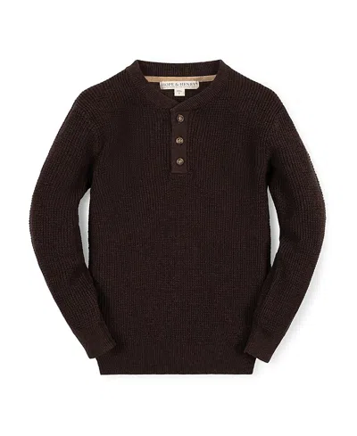 Hope & Henry Boys' Organic Sweater Henley With Elbow Patches - Little Kid, Big Kid In Brown