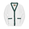 Hope & Henry Boys' Organic Tipped Cardigan, Kids In White With Navy And Green