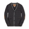 Hope & Henry Boys' Organic Tipped Cardigan With Elbow Patches, Kids In Charcoal Gray Heather