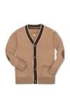Hope & Henry Boys' Organic Tipped Cardigan With Elbow Patches, Kids In Gold