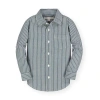 Hope & Henry Boys' Twill Button Down Shirt, Kids In Light Navy Railroad Stripe