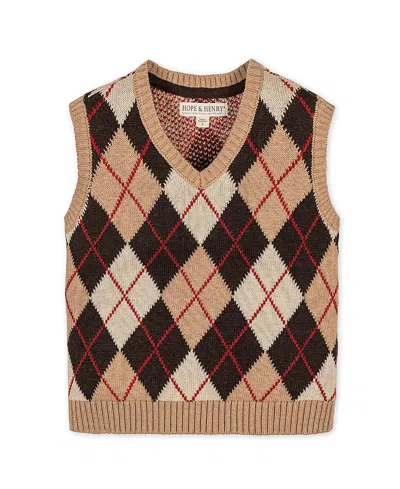 HOPE & HENRY BOYS' ORGANIC V-NECK ARGYLE SWEATER VEST - LITTLE KID, BIG KID
